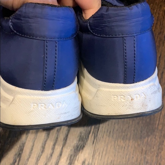 PRADA navy blue Nylon Logo sneakers size 40 limited edition! - Picture 9 of 11